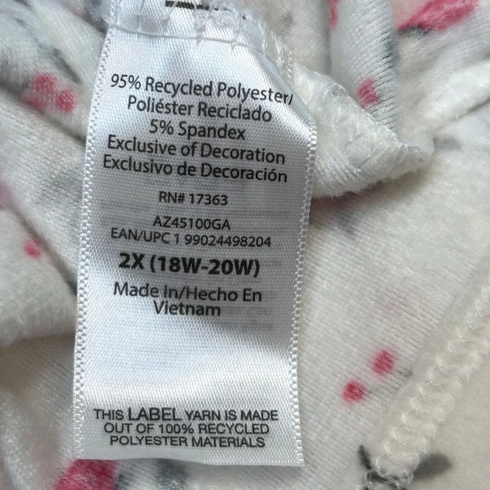 Aria Collection Womens 2X Nightgown Fleece Cardinal Bird Winter White Red Pocket